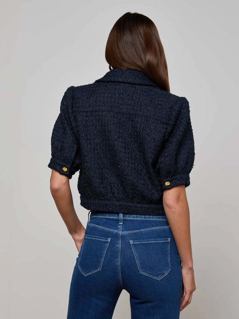 L'agence - Cove Cropped Tweed Jacket - Midnight