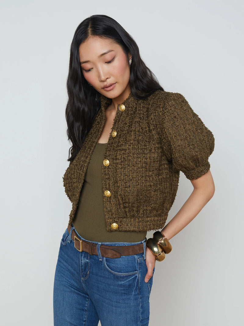 L’agence - Cove Cropped Tweed Jacket - Pine