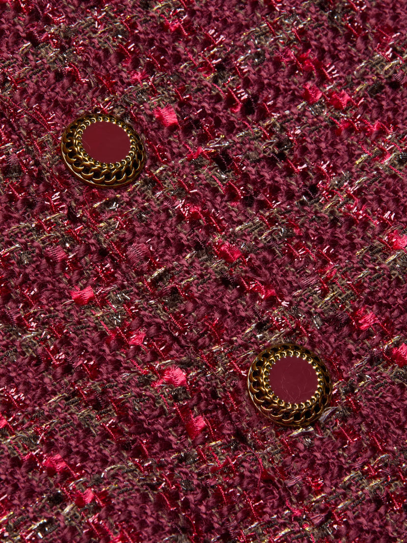 L'agence - Cove Cropped Tweed Jacket - Brown/Black/Cherry