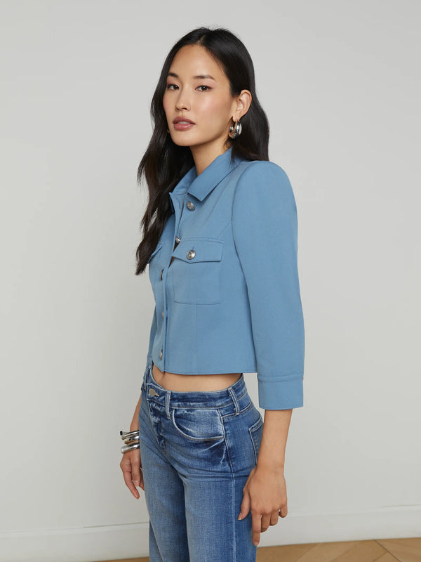 L’agence - Kumi Cropped Jacket - Blue Mist