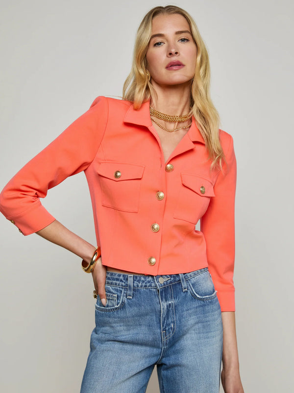 L’agence - Kumi Cropped Jacket - Electric Coral