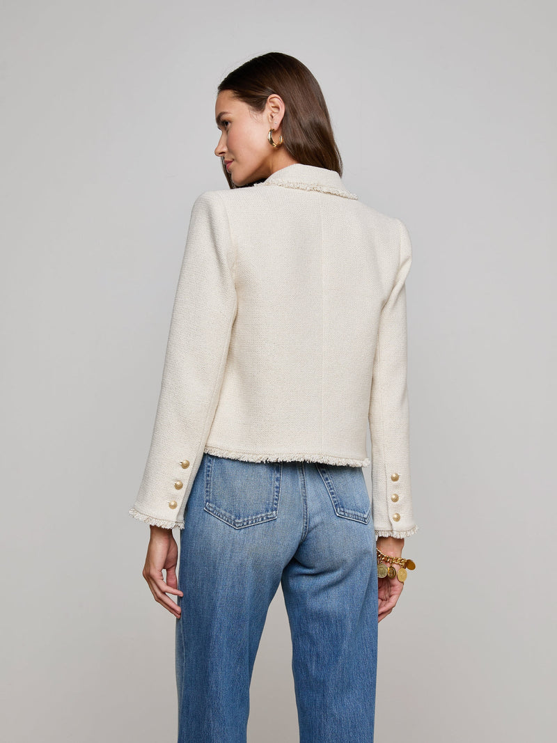 L’agence - Sylvia Tweed Jacket - Ivory/Light Gold