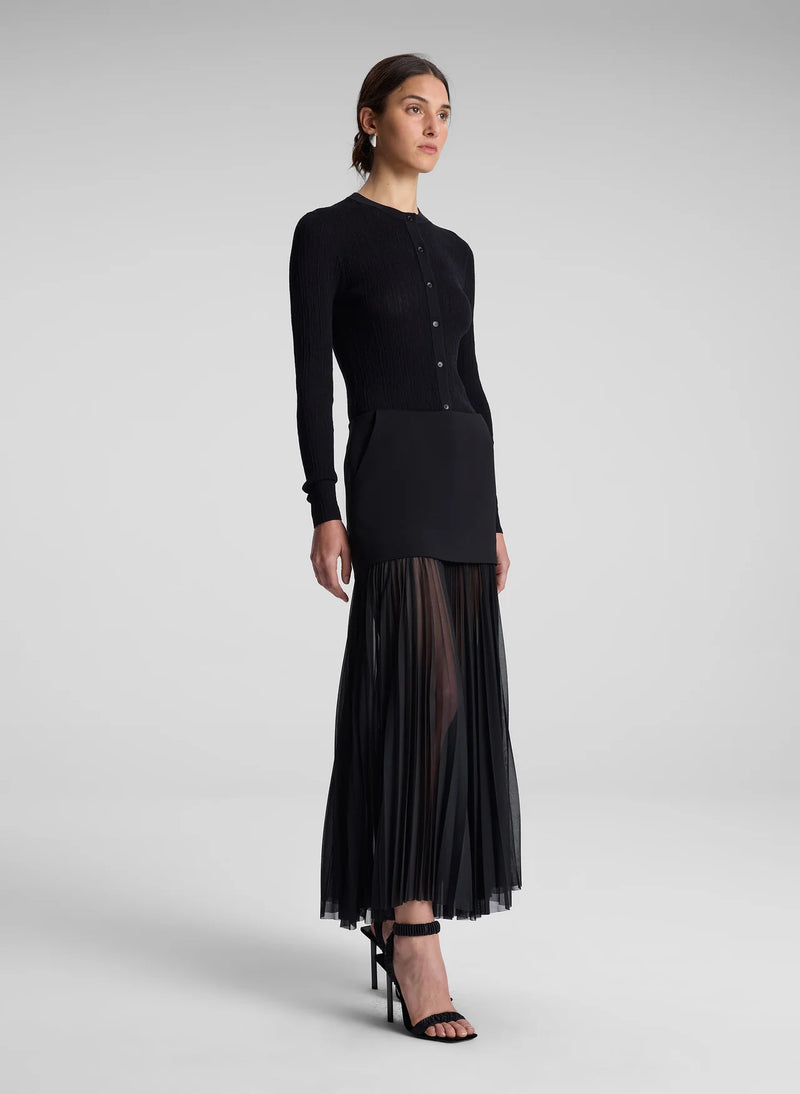 A.L.C - Willa Pleated Maxi Skirt - Black