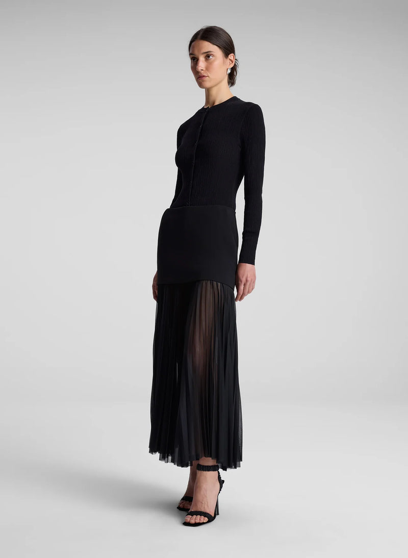 A.L.C - Willa Pleated Maxi Skirt - Black