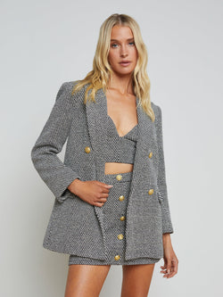 L’agence - Riva Oversized Knit Blazer - Black/Ivory/Gold