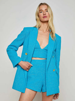 L’agence - Riva Oversized Knit Blazer - Blue Teal