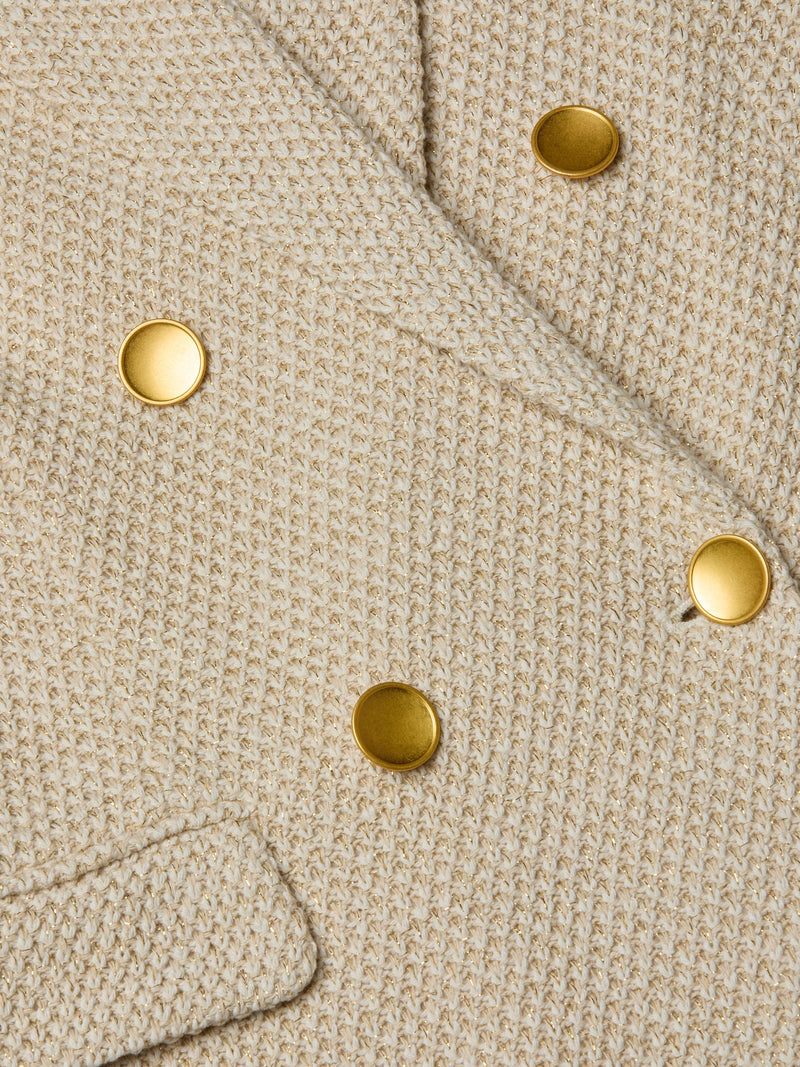 L’agence - Riva Oversized Knit Blazer - White/Ivory/Gold