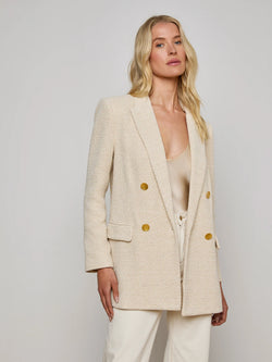 L’agence - Riva Oversized Knit Blazer - White/Ivory/Gold