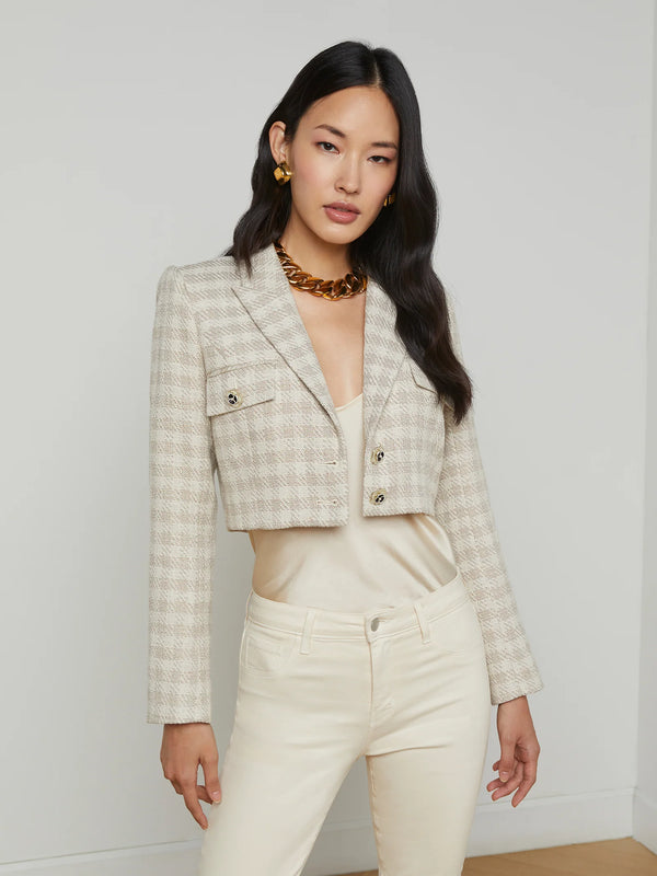 L’agence - Maura Cropped Jacket - Ecru/Gold