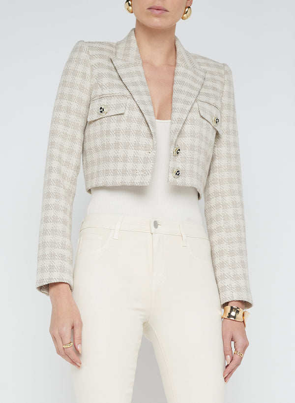 L’agence - Maura Cropped Jacket - Ecru/Gold