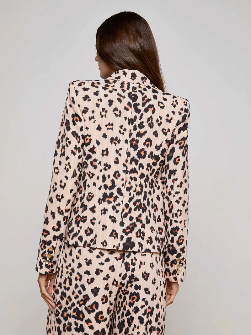 L’agence - Atmore Double-Breasted Blazer - Tan Multi Ikat Leopard