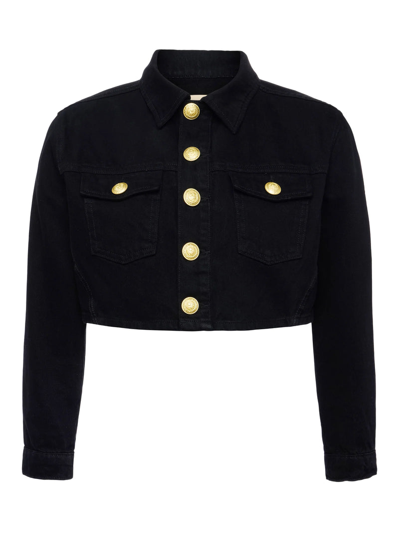 L'agence - Genevie Cropped Denim Jacket - Noir