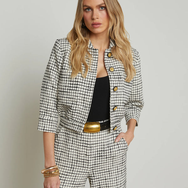 L'agence - Jia Tweed Jacket - Ecru/Black