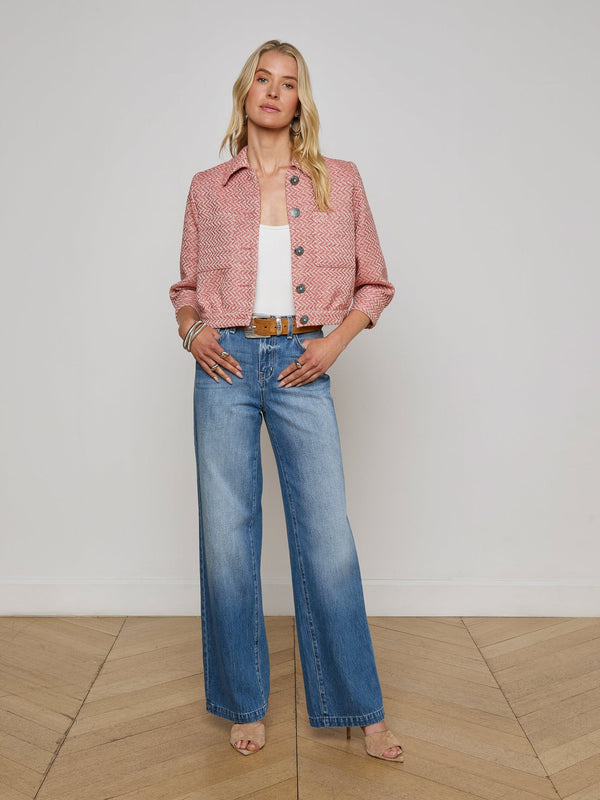 L’agence - Jia Tweed Jacket - Burnt Coral/Ivory
