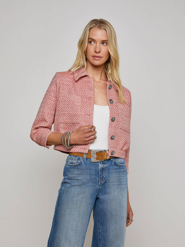 L’agence - Jia Tweed Jacket - Burnt Coral/Ivory