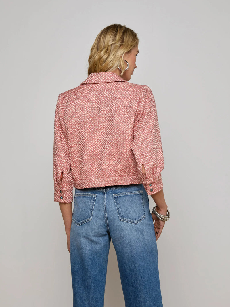 L’agence - Jia Tweed Jacket - Burnt Coral/Ivory