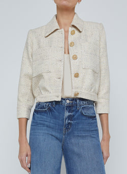 L'agence - Jia Crop Jacket - Ecru Multi Color