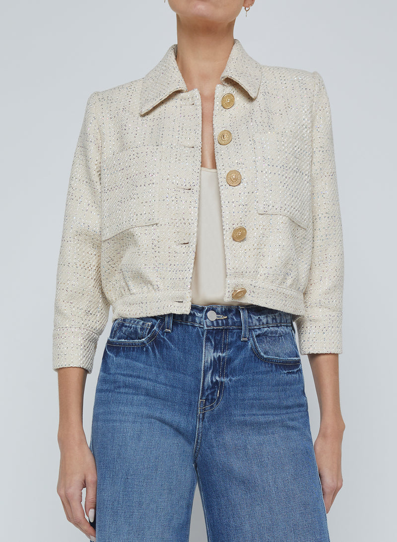 L'agence - Jia Crop Jacket - Ecru Multi Color
