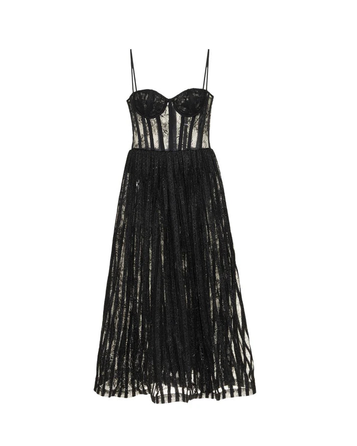 Lurex Tulle Bustier Midi Dress - Black / 4 Lurex Tulle Bustier Midi Dress - Black / 4