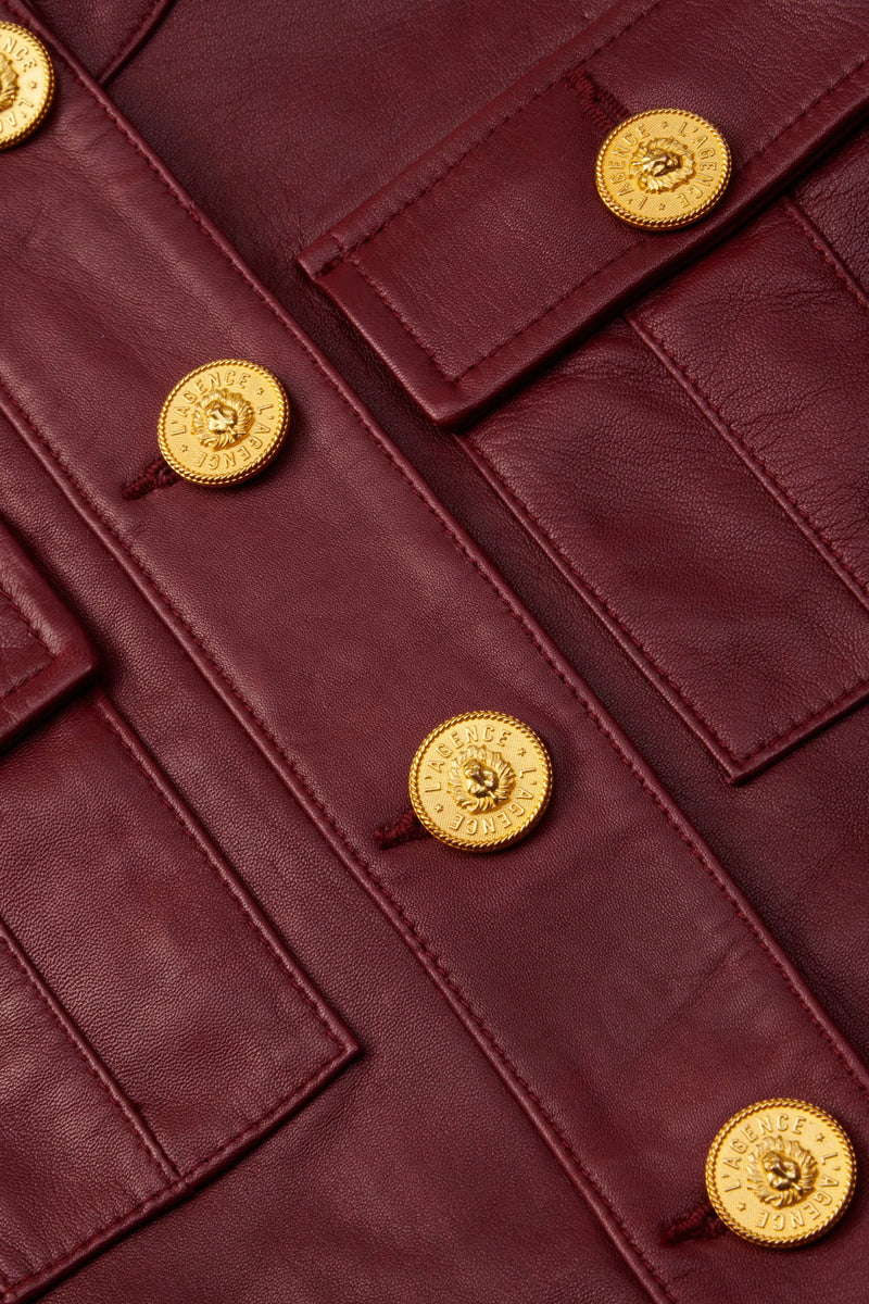 L’agence - Deidra Cropped Leather Jacket - Black Cherry