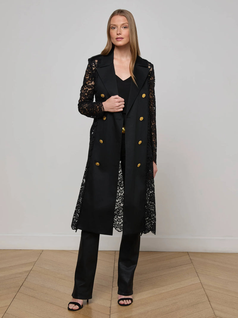 L'agence - Amata Lace Trench Coat - Black