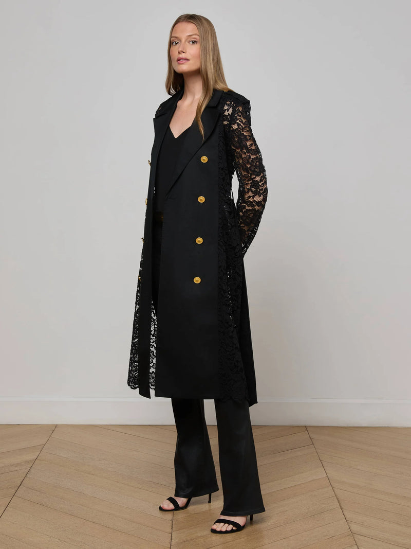 L'agence - Amata Lace Trench Coat - Black