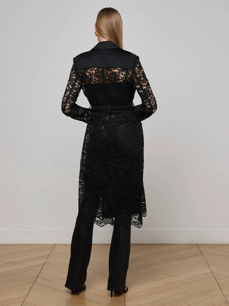 L'agence - Amata Lace Trench Coat - Black
