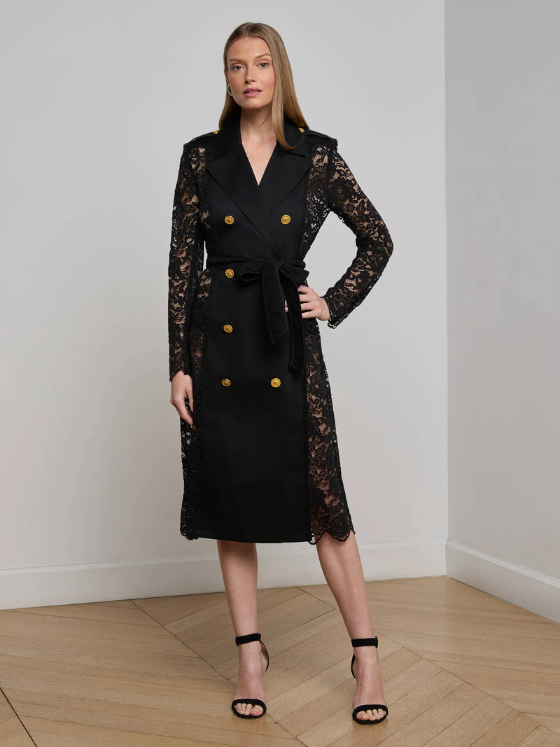 L'agence - Amata Lace Trench Coat - Black