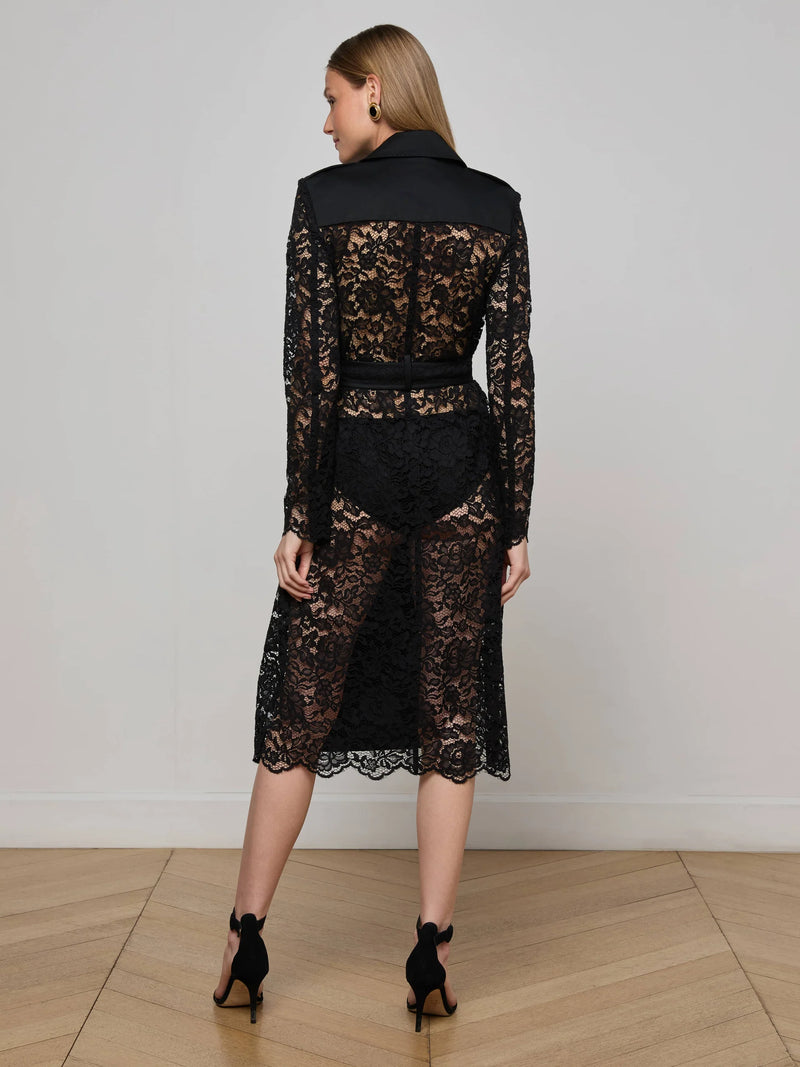 L'agence - Amata Lace Trench Coat - Black