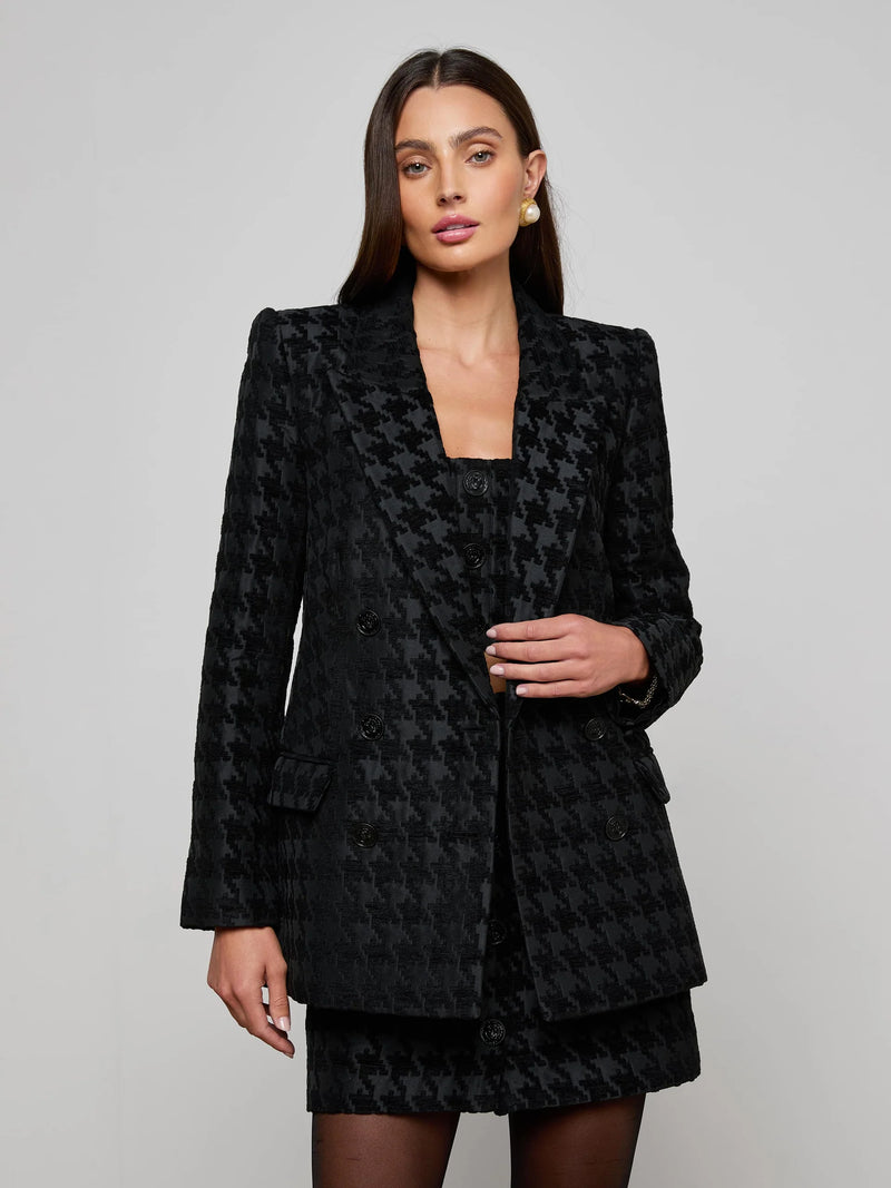 L'agence - Cambrie Oversized Houndstooth Blazer - Black/Black Houndstooth