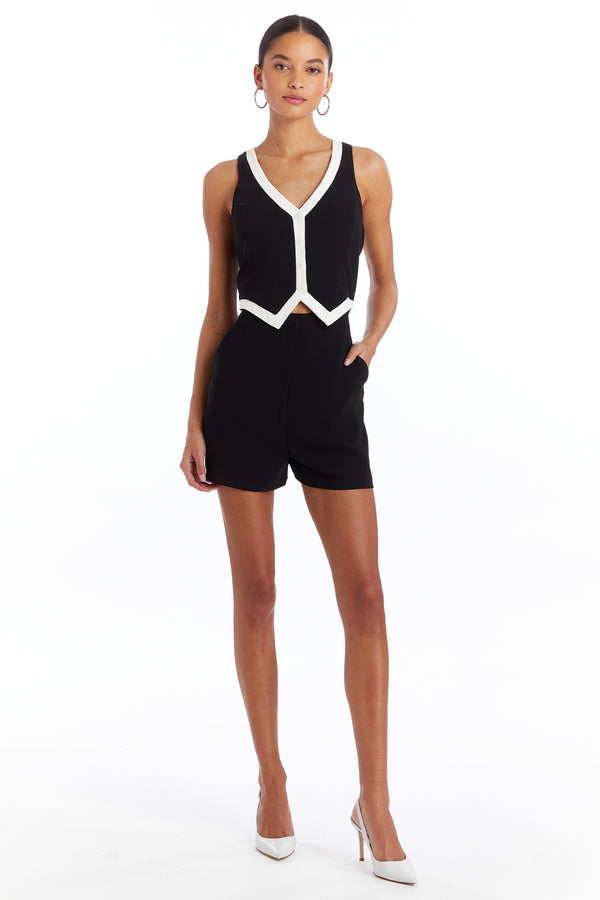 Amanda Uprichard - Regan Romper - Black/Ivory