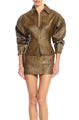 The Sei - Fitted Leather Jacket - Sand