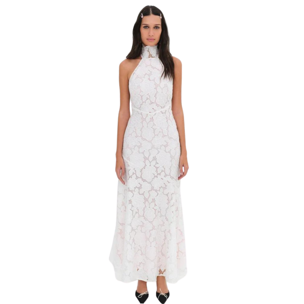 For Love & Lemons top Portola White Lace Maxi Dress