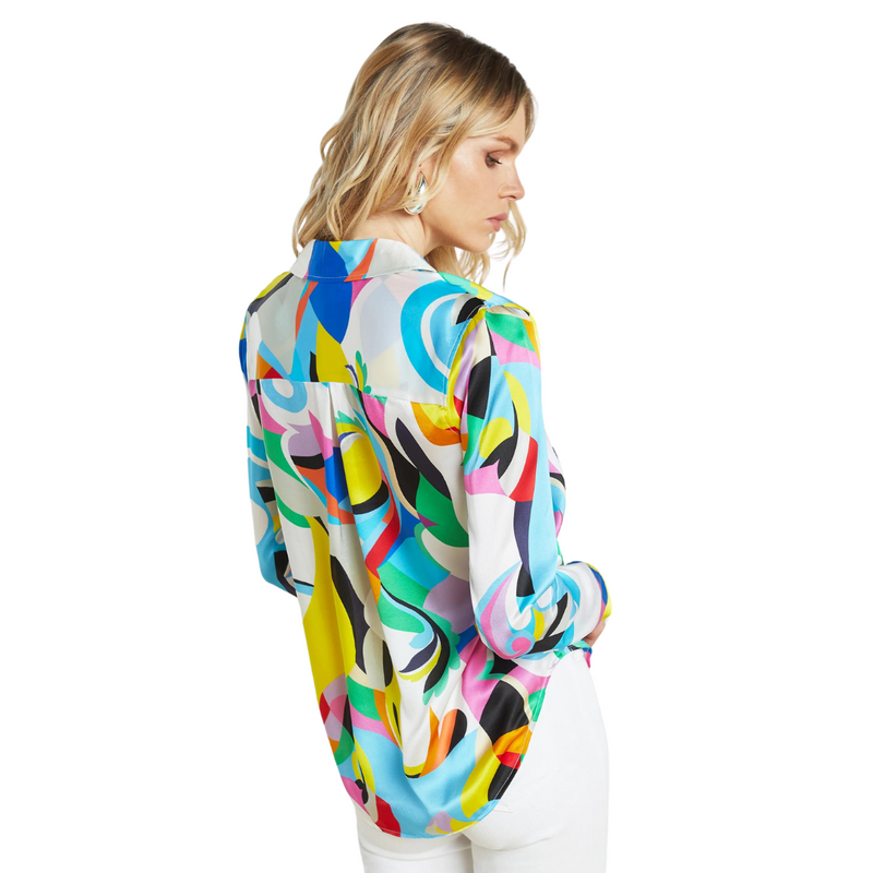 L’agence - Tyler Silk Blouse - Small Multi Kaleidoscope