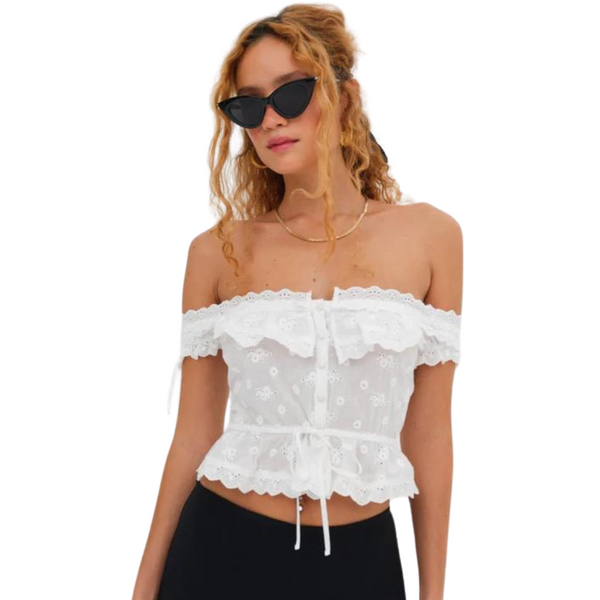 For Love & Lemons - Marlowe Off-Shoulder Top - White