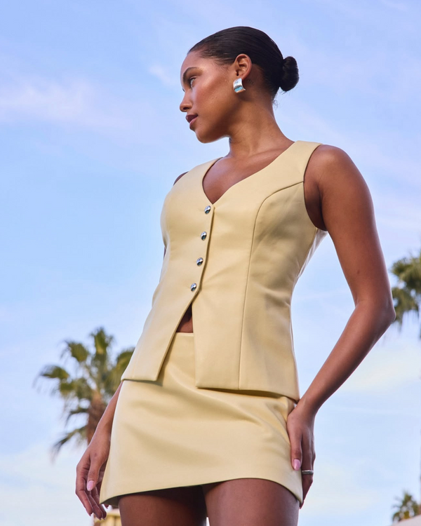 Amanda Uprichard - Carnegie Vest - Cornsilk