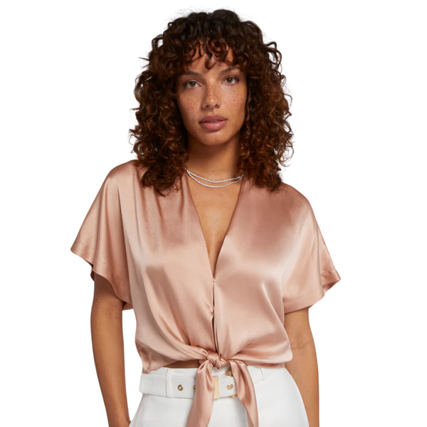 Generation love - CARO TIE FRONT BLOUSE - TERRACOTTA