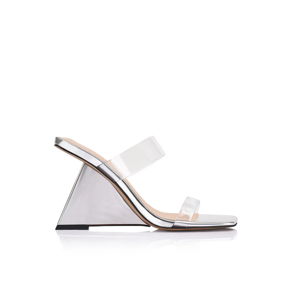 Lana Wilkinson - Brooke Wedge - Silver Metallic Patent