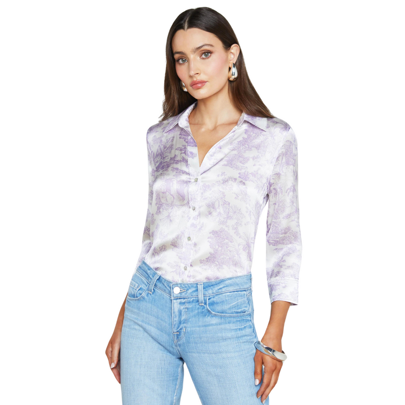 L’agence - Dani 3/4 Sleeve Blouse -  Lilac/White Tropical Toile