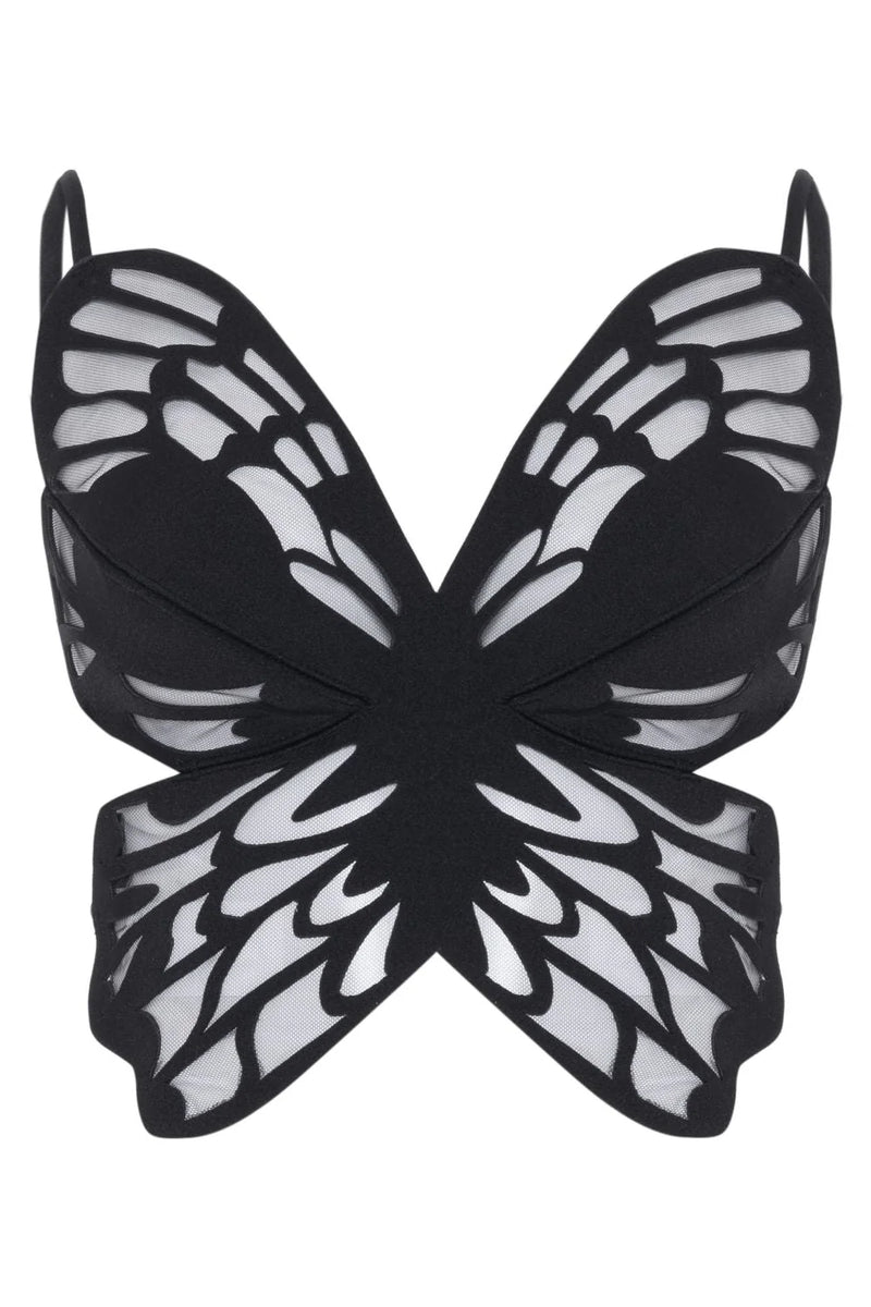 Patbo - Tulle Butterfly Top - Black