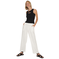 LNA - Declan Linen Elastic Waist Pant - White