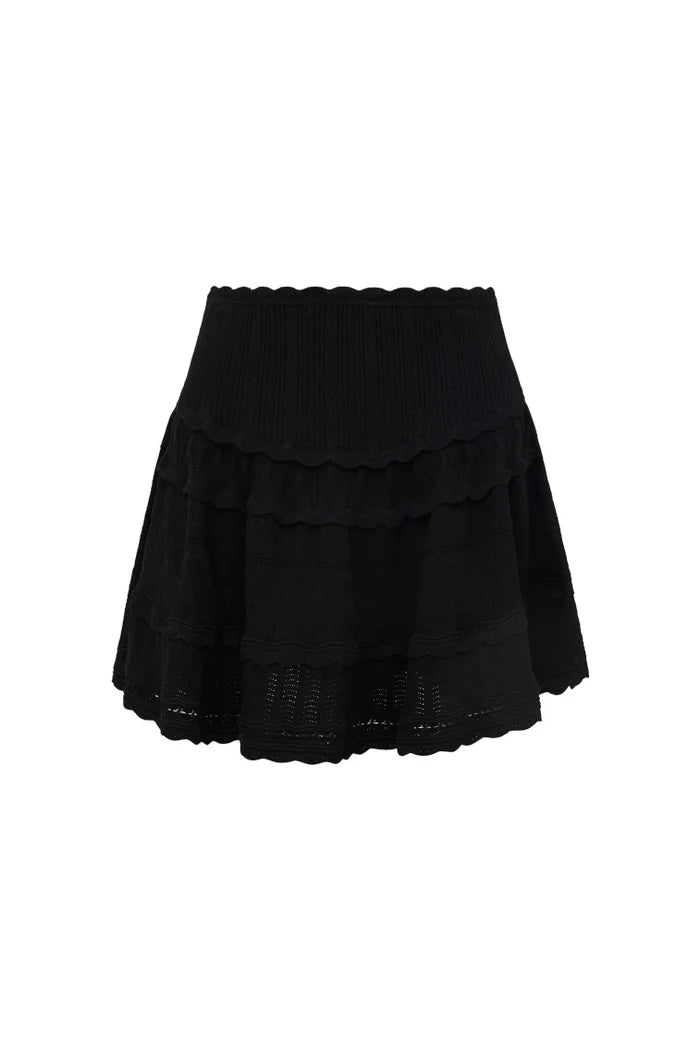 Loveshackfancy - Colella Pointelle Knit Mini Skirt - Black