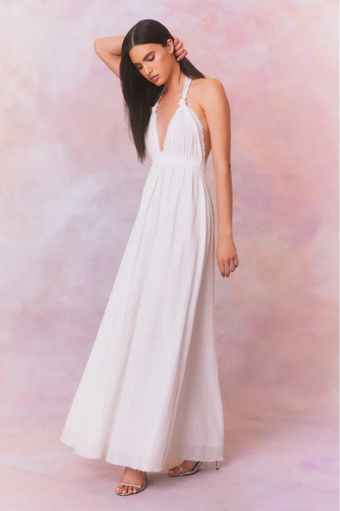 LoveShackFancy | Love Halter Maxi Dress | M | Iridescent Slate
