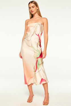 Misa - Thara Strapless Midi Dress - Divine Marble