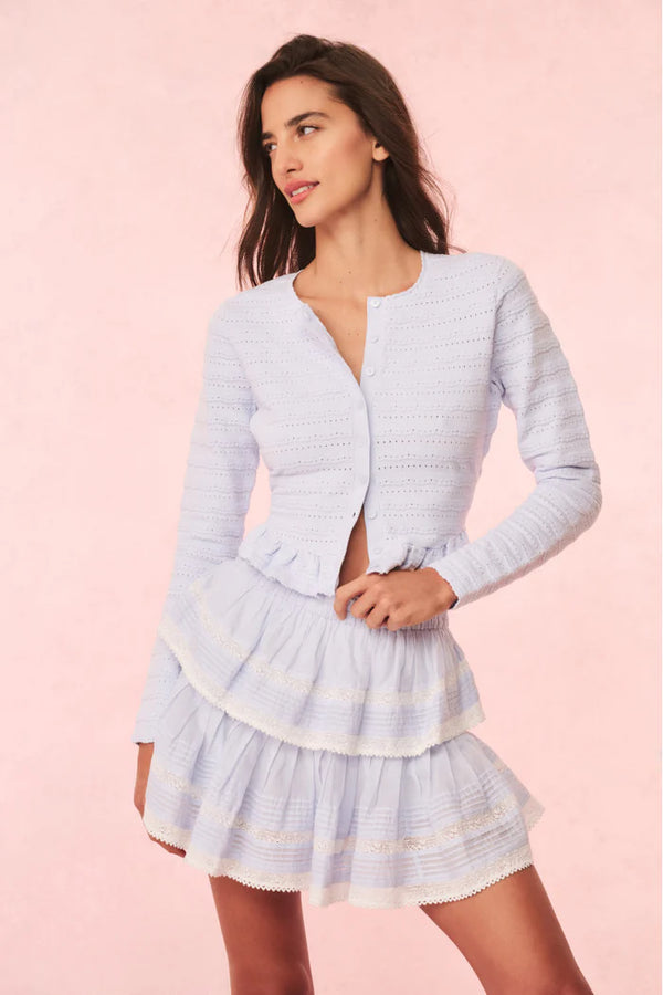 Loveshackfancy - Rogan Pointelle Knit Cardigan - Morning Sky
