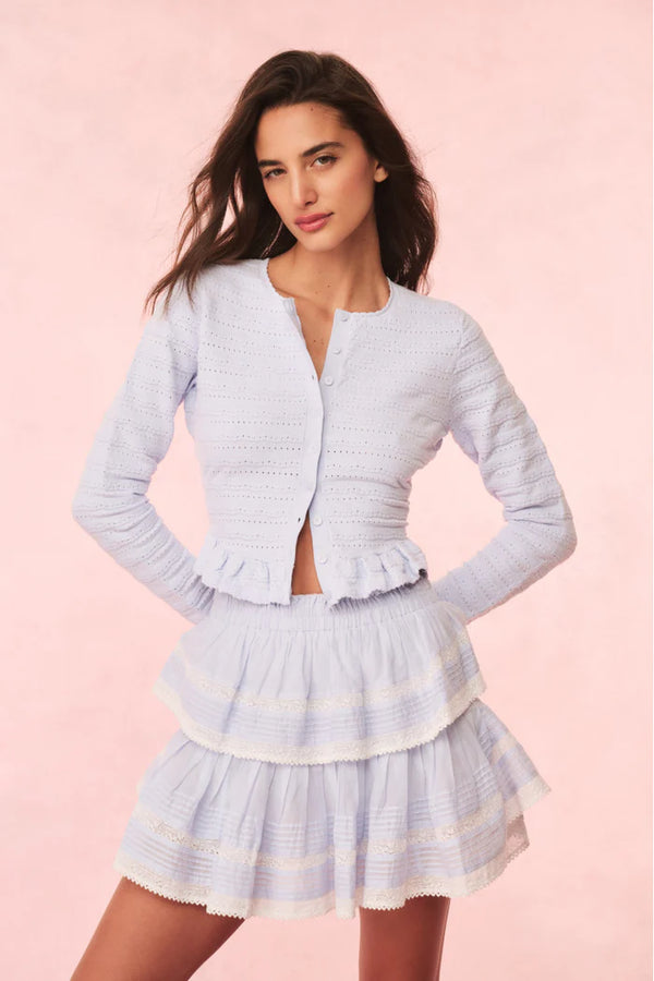 Loveshackfancy - Rogan Pointelle Knit Cardigan - Morning Sky