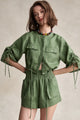 Hevron - Eva Crop Shirt - Sage
