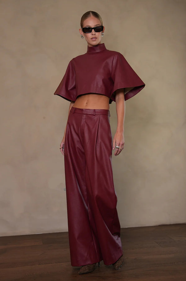 Parentezi - Milo Faux Leather Pant - Cherry Red