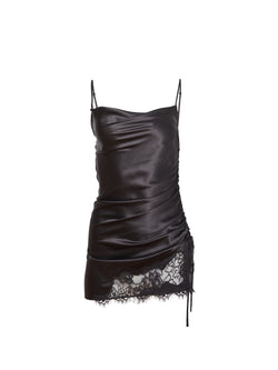 Fleur Du Mal - Silk Ruched Dress - Black