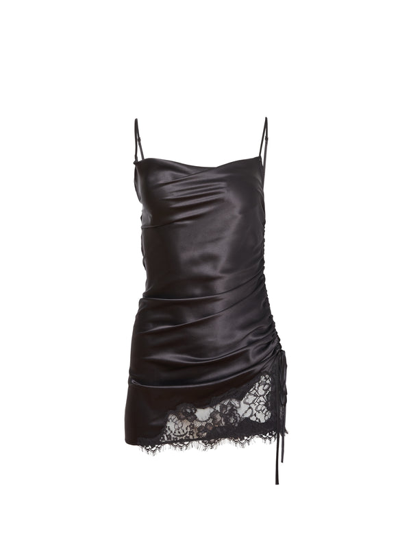 Fleur Du Mal - Silk Ruched Dress - Black